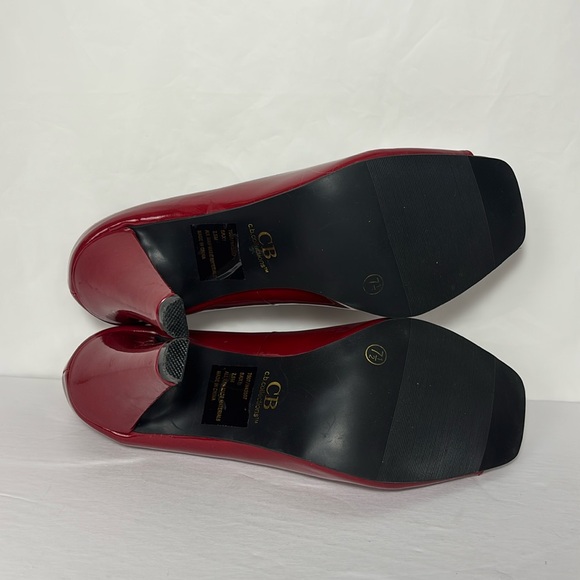CB Collections Women’s Sz 7.5 Shoes with Heel Peeptoe RED PATENT LEATHER Org Box - Picture 7 of 11